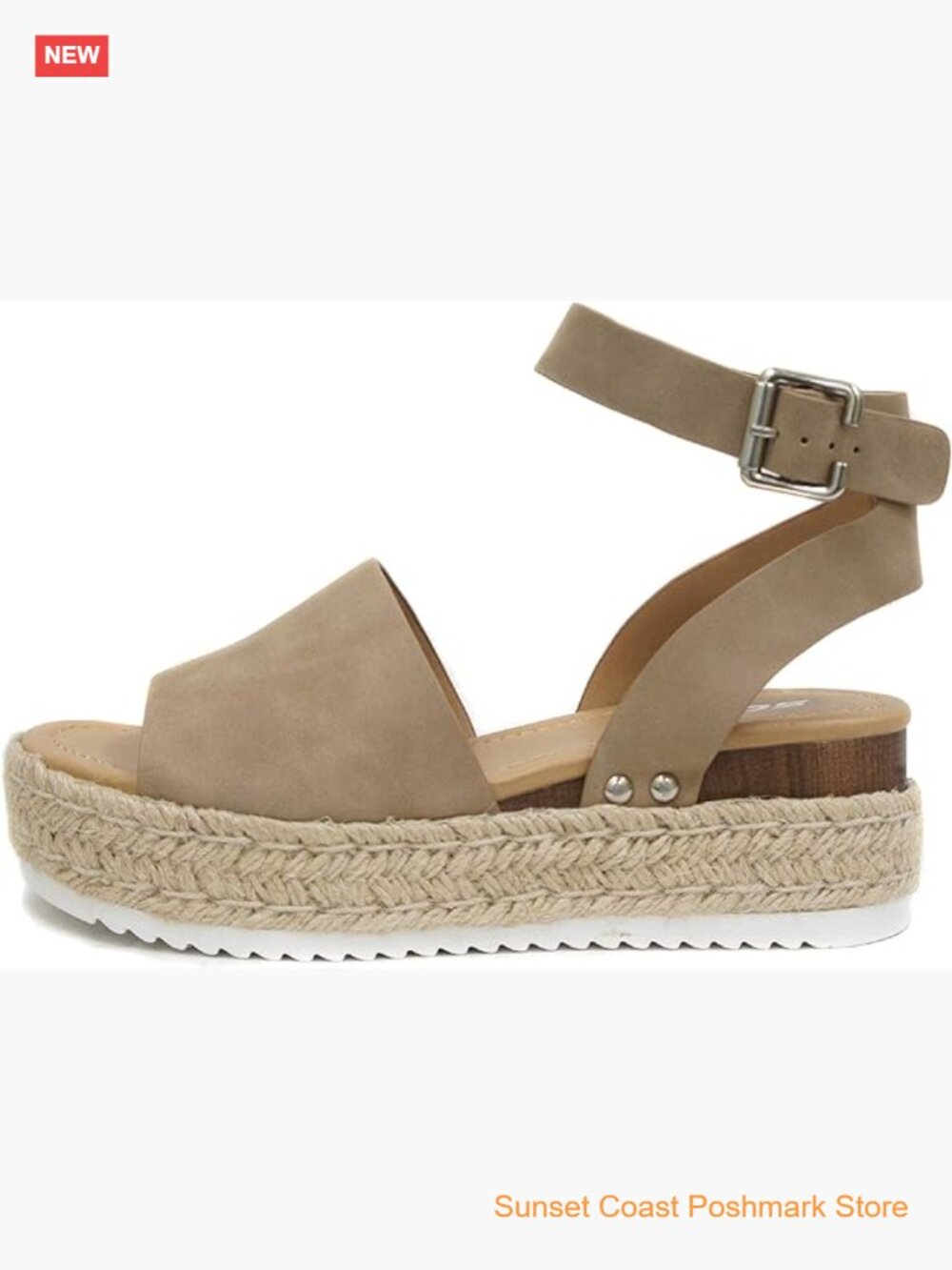 Open Toe Buckle Ankle Strap Espadrilles Flatform Wedge Casual Sandals